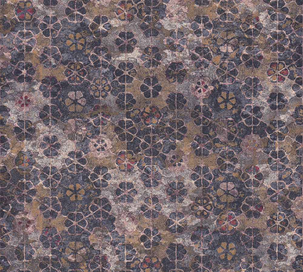 New Walls - Bohemian Tiles geometric wallpaper AS Creation Roll Purple  373914