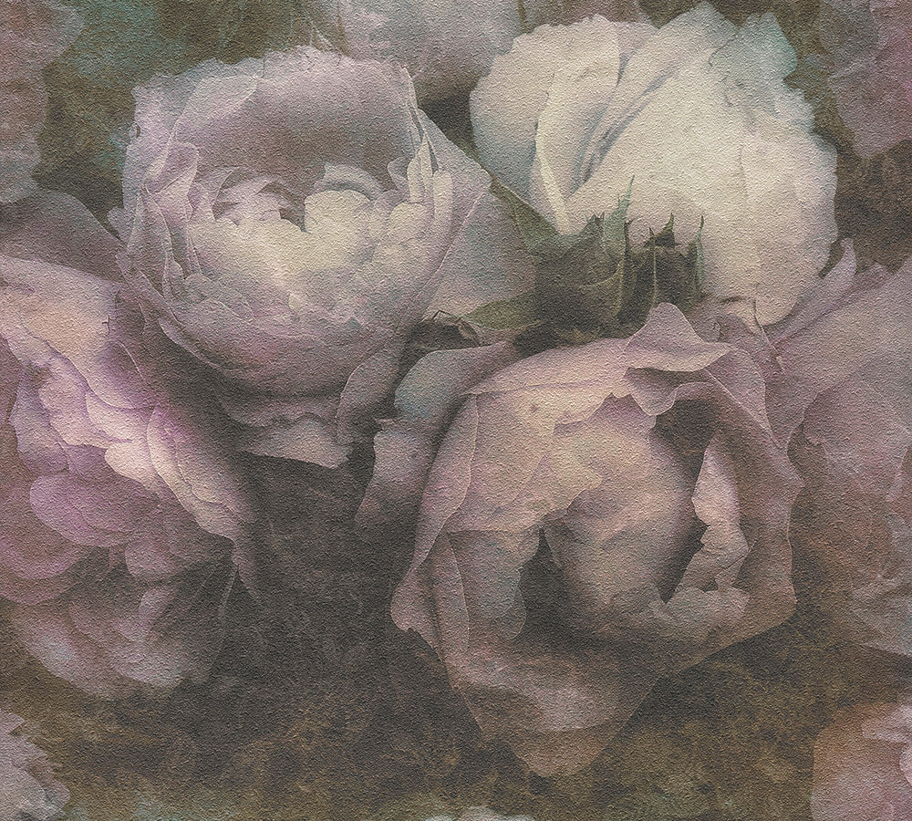 New Walls - Passionate Peonies botanical wallpaper AS Creation Sample Purple  373922-S