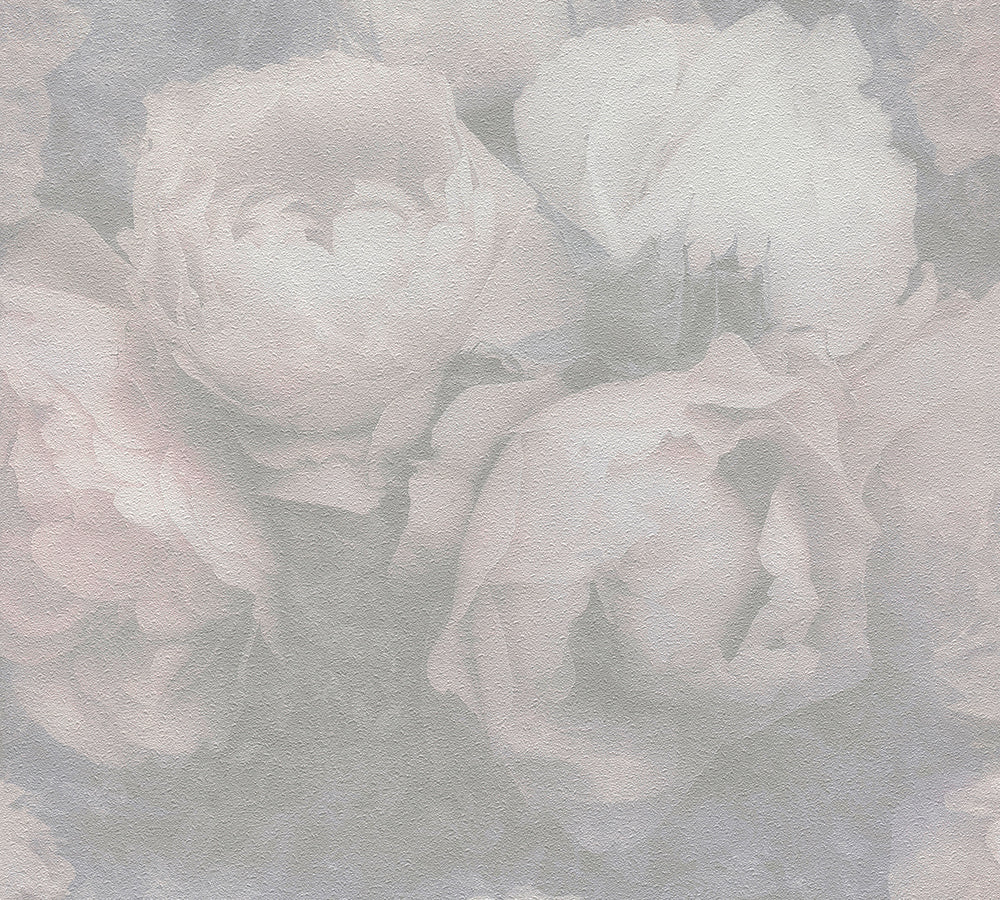 New Walls - Passionate Peonies botanical wallpaper AS Creation Sample Light Grey  373923-S