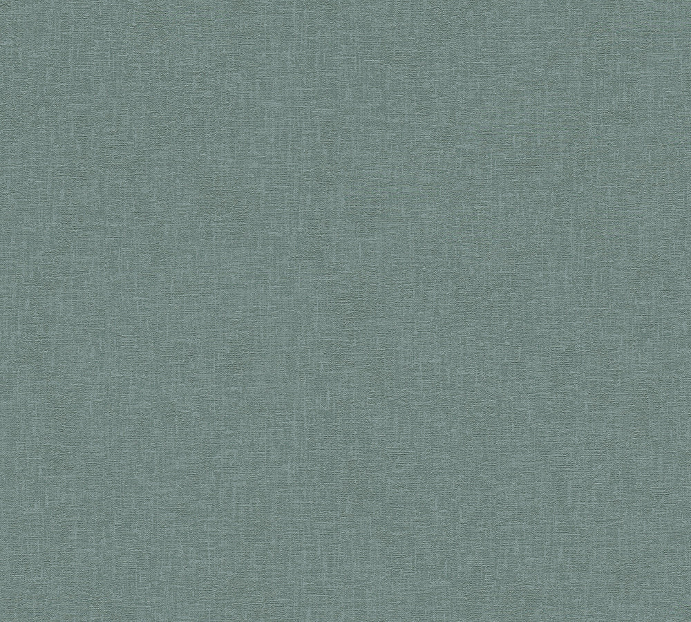 New Walls - Linen Love plain wallpaper AS Creation Roll Green  373953