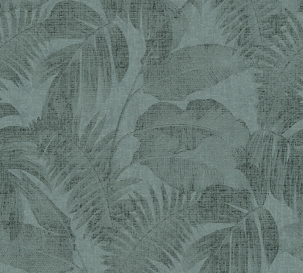 New Walls - Tropical Linen botanical wallpaper AS Creation Sample Green  373963-S