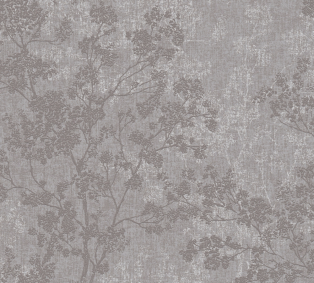New Walls - Flourishing Linen botanical wallpaper AS Creation Roll Grey  373971