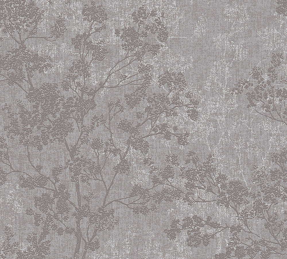 New Walls - Flourishing Linen botanical wallpaper AS Creation Roll Grey  373971