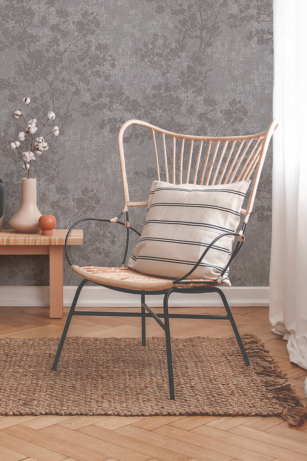 New Walls - Flourishing Linen botanical wallpaper AS Creation    