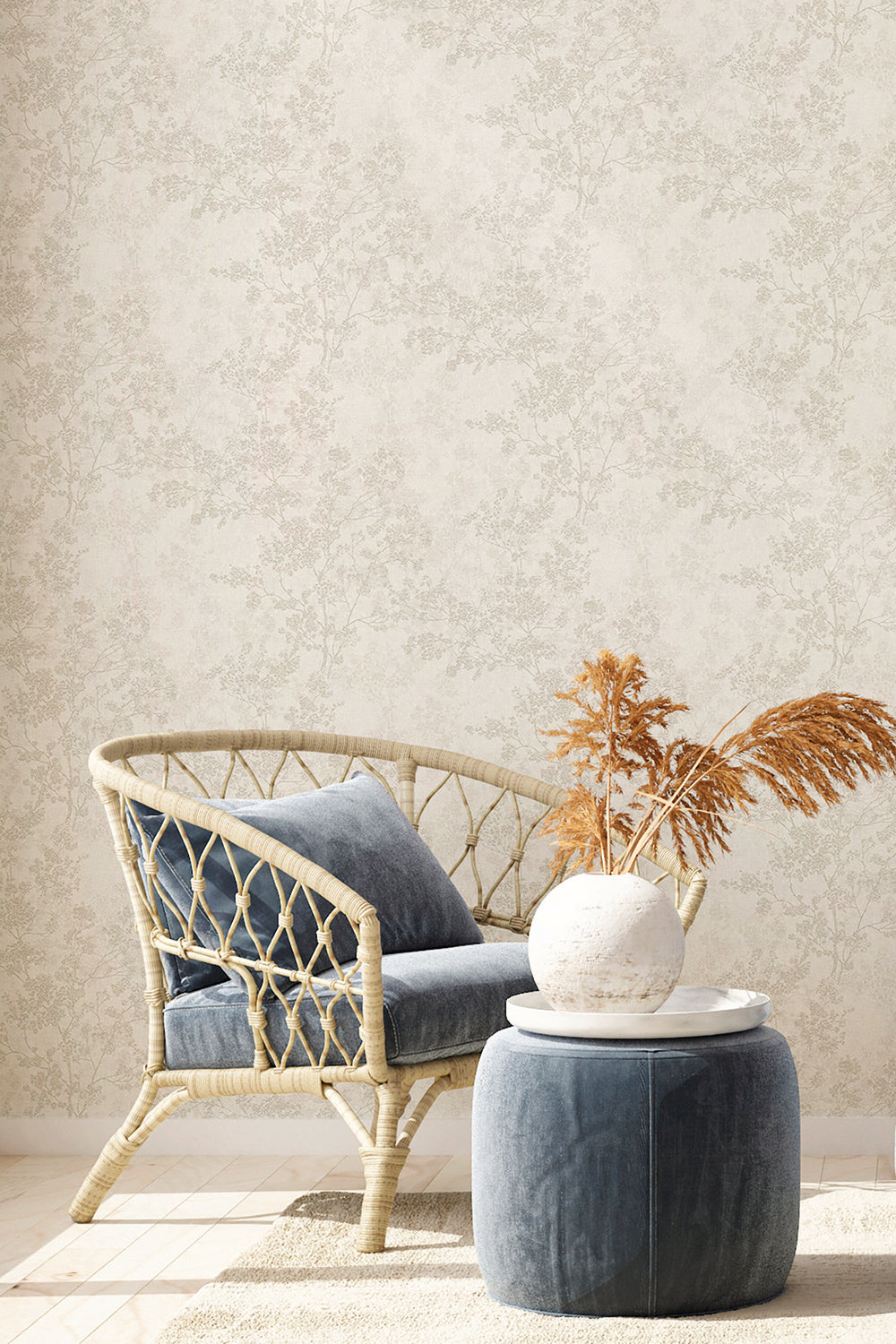 New Walls - Flourishing Linen botanical wallpaper AS Creation    