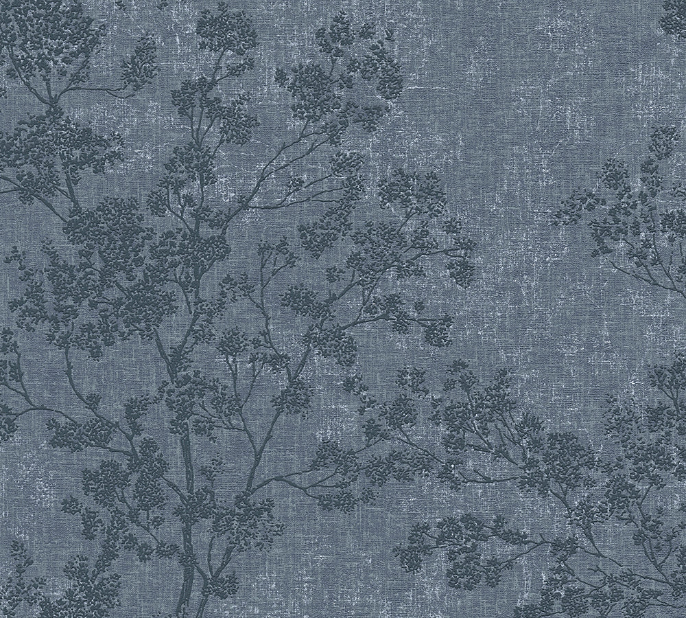 New Walls - Flourishing Linen botanical wallpaper AS Creation Roll Blue  373974