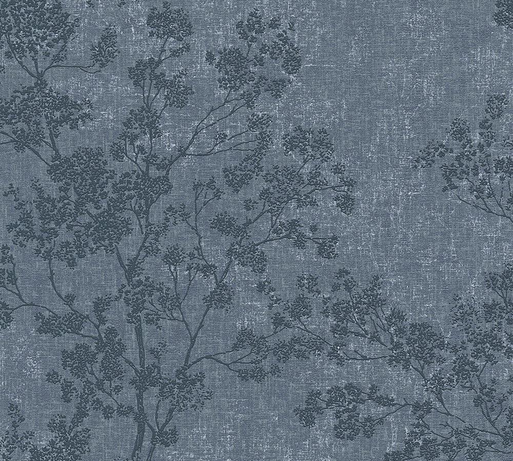 New Walls - Flourishing Linen botanical wallpaper AS Creation Roll Blue  373974