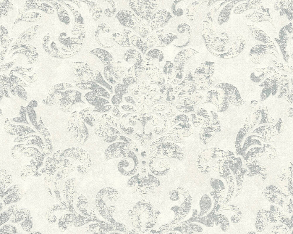 Neue Bude 2.0 - Distressed Damask damask wallpaper AS Creation Roll Light Grey  374134