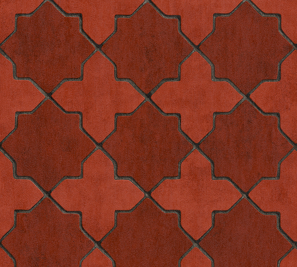 New Walls - Moroccan Tiles industrial wallpaper AS Creation Roll Red  374211
