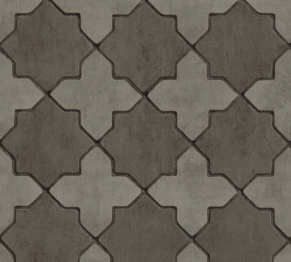 New Walls - Moroccan Tiles industrial wallpaper AS Creation Roll Grey  374213
