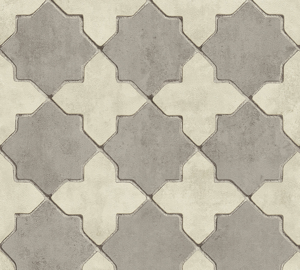 New Walls - Moroccan Tiles industrial wallpaper AS Creation Roll Cream  374215