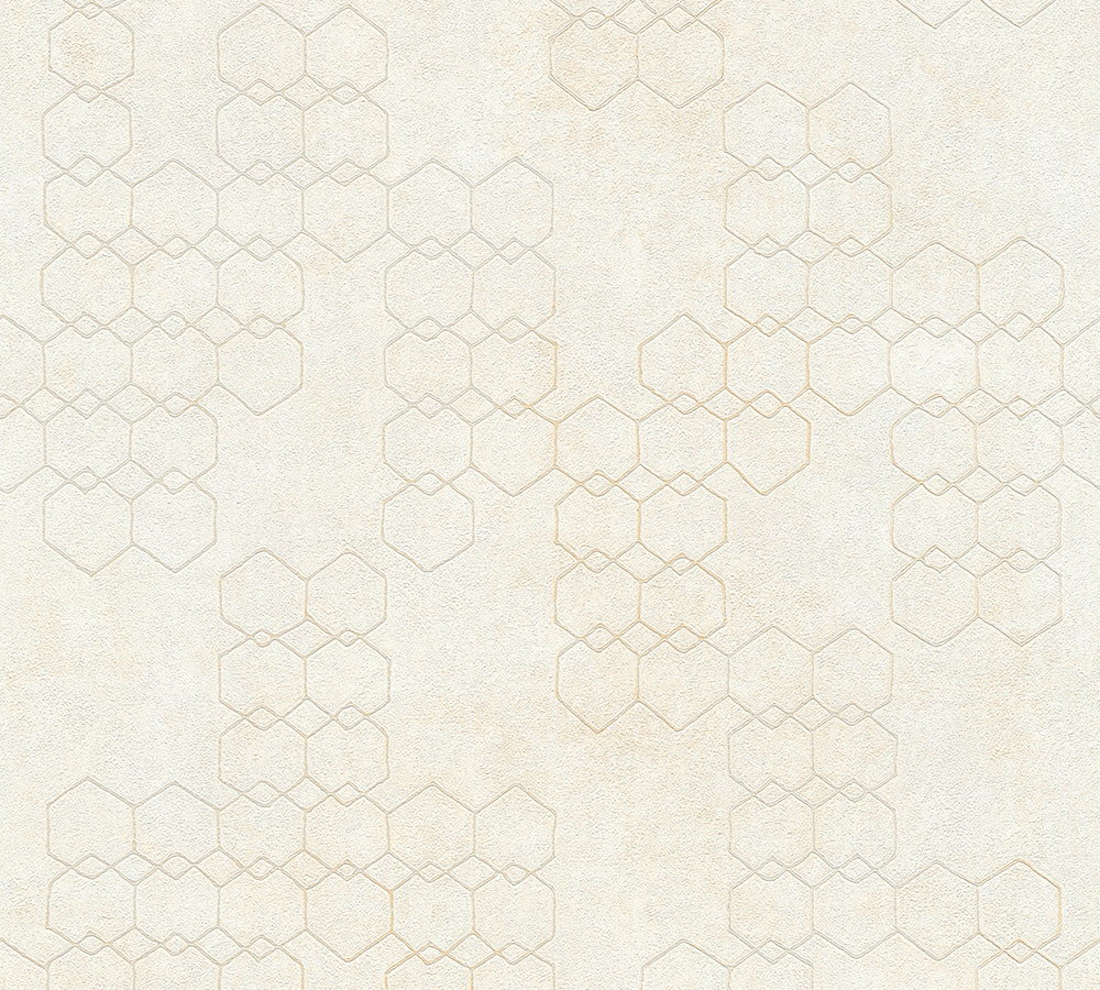New Walls - Gilded Geometric geometric wallpaper AS Creation Roll Cream  374241