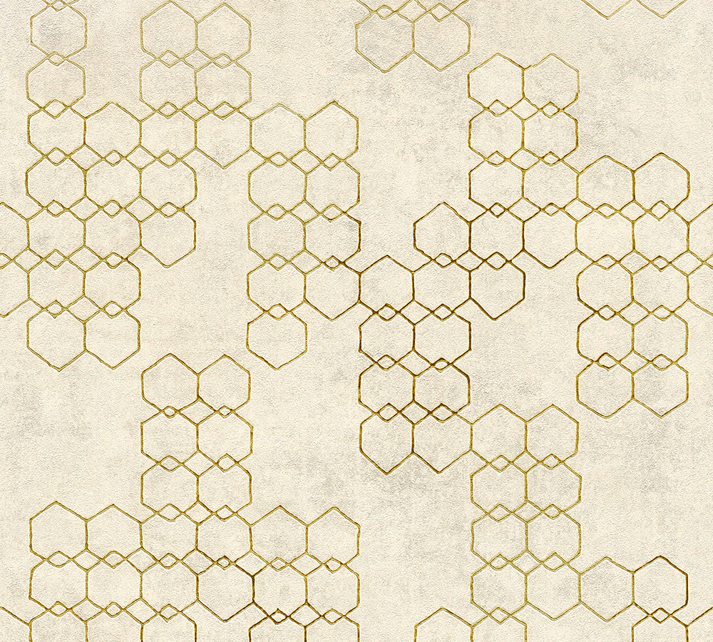 New Walls - Gilded Geometric geometric wallpaper AS Creation Roll Gold  374242