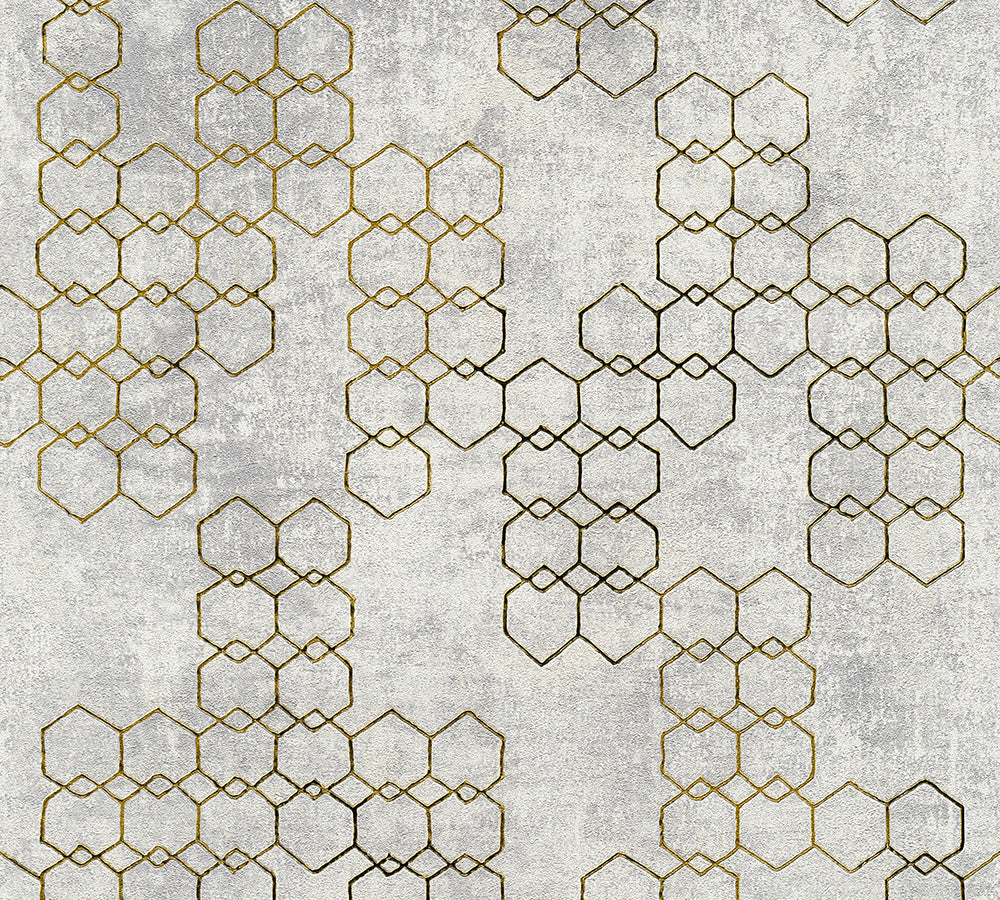 New Walls - Gilded Geometric geometric wallpaper AS Creation Roll Grey  374244