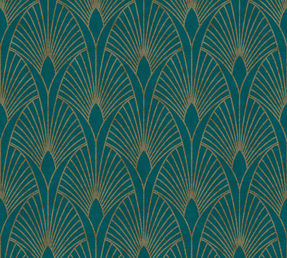 New Walls - Dazzling Deco art deco wallpaper AS Creation Roll Green  374275