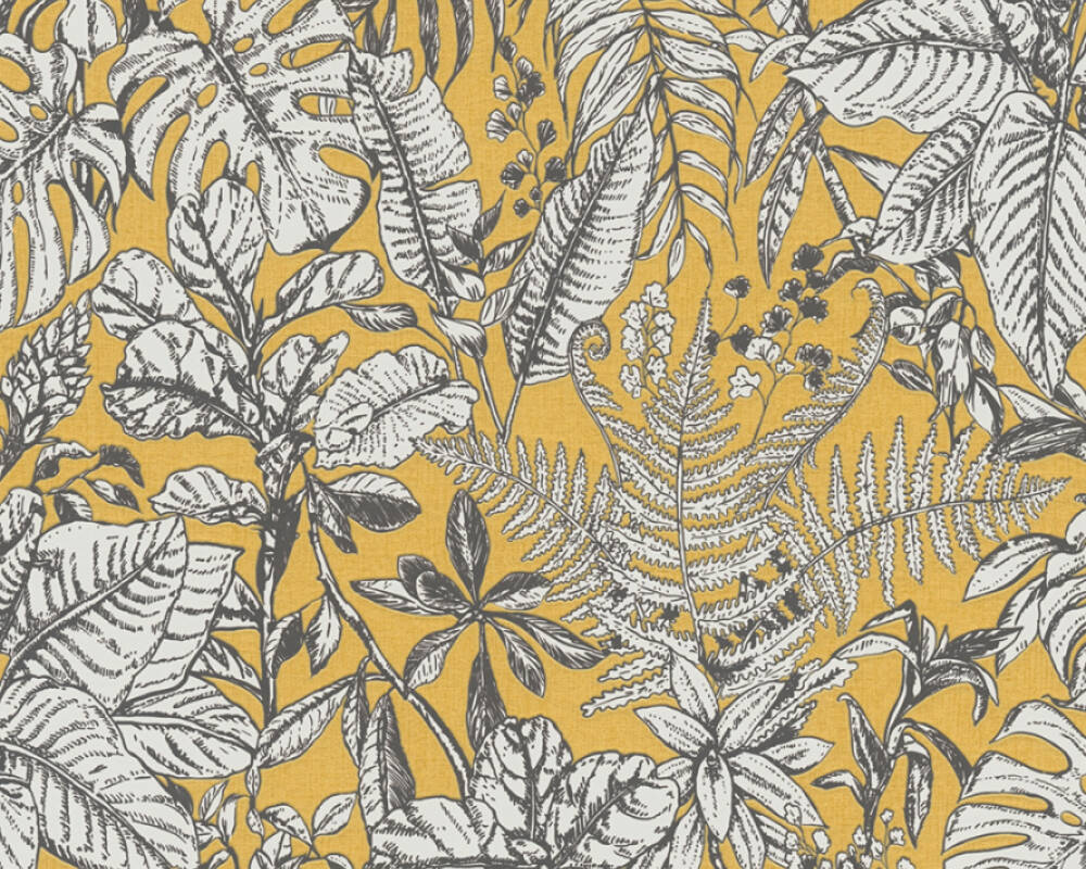 Daniel Hechter 6 - Modern Monstera botanical wallpaper AS Creation Roll Yellow  375203