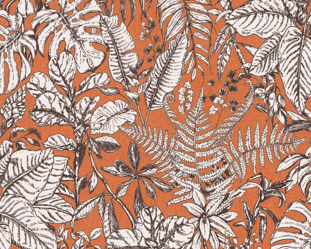 Daniel Hechter 6 - Modern Monstera botanical wallpaper AS Creation Roll Orange  375204