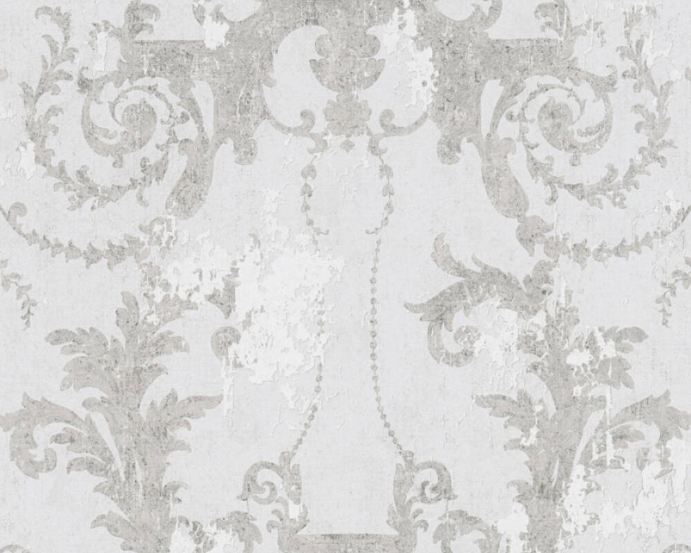 History of Art - Baroque Beauty damask wallpaper AS Creation Roll Light Grey  376481