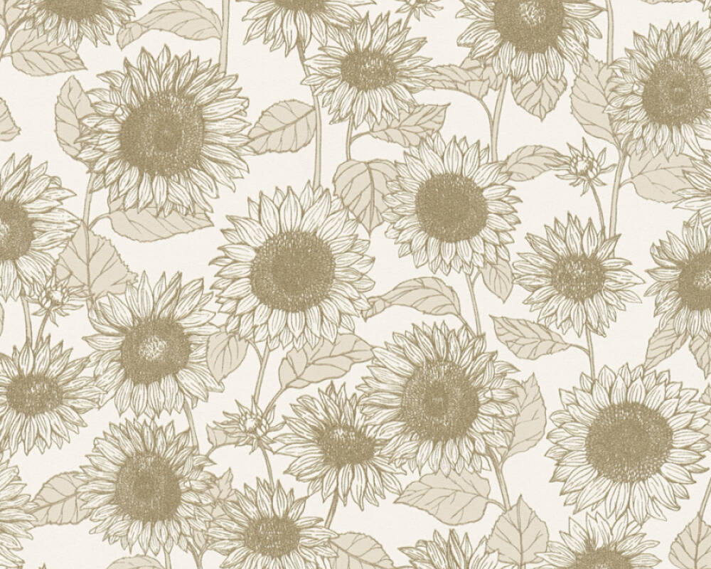 New life - Summer Sunflowers botanical wallpaper AS Creation Roll White  376851