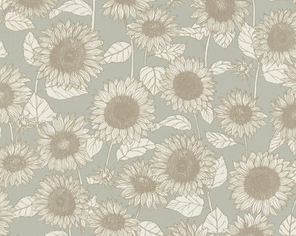 New life - Summer Sunflowers botanical wallpaper AS Creation Roll Light Green  376852