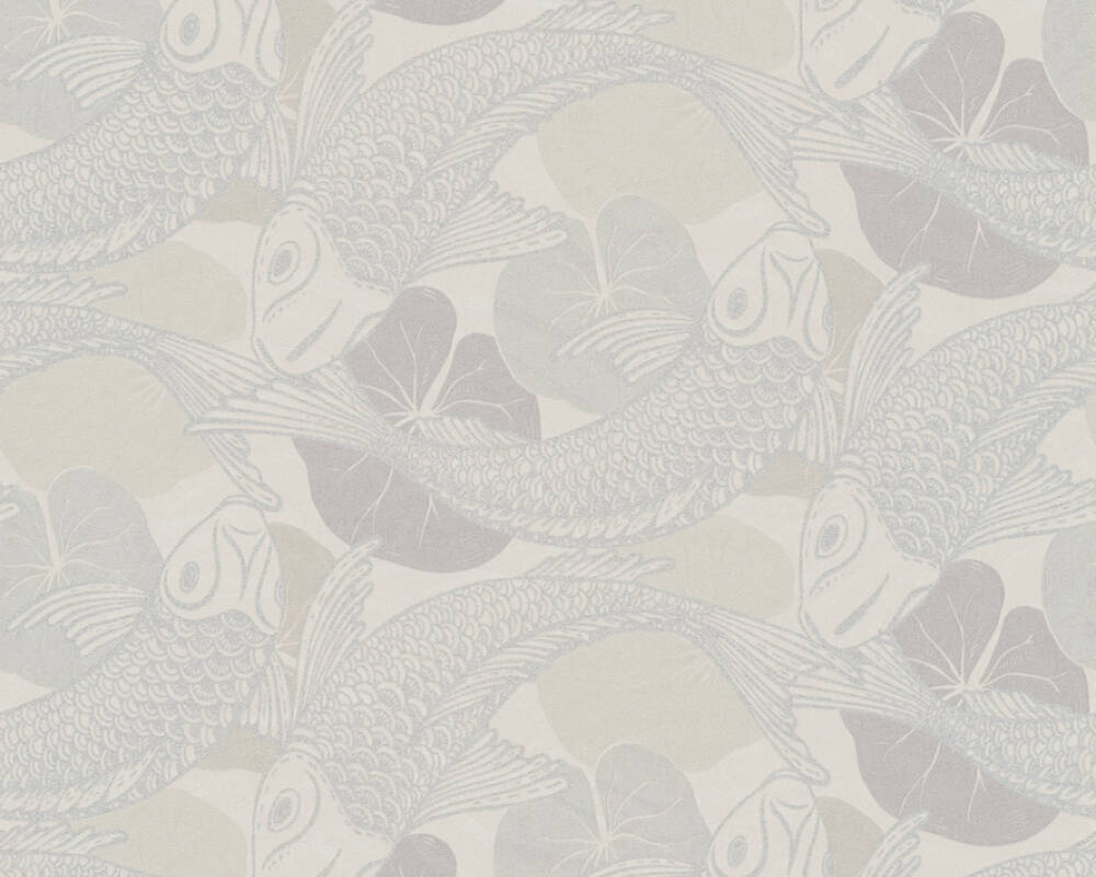 Metropolitan Stories 2 - Playing it Koi botanical wallpaper AS Creation Roll Silver  378596