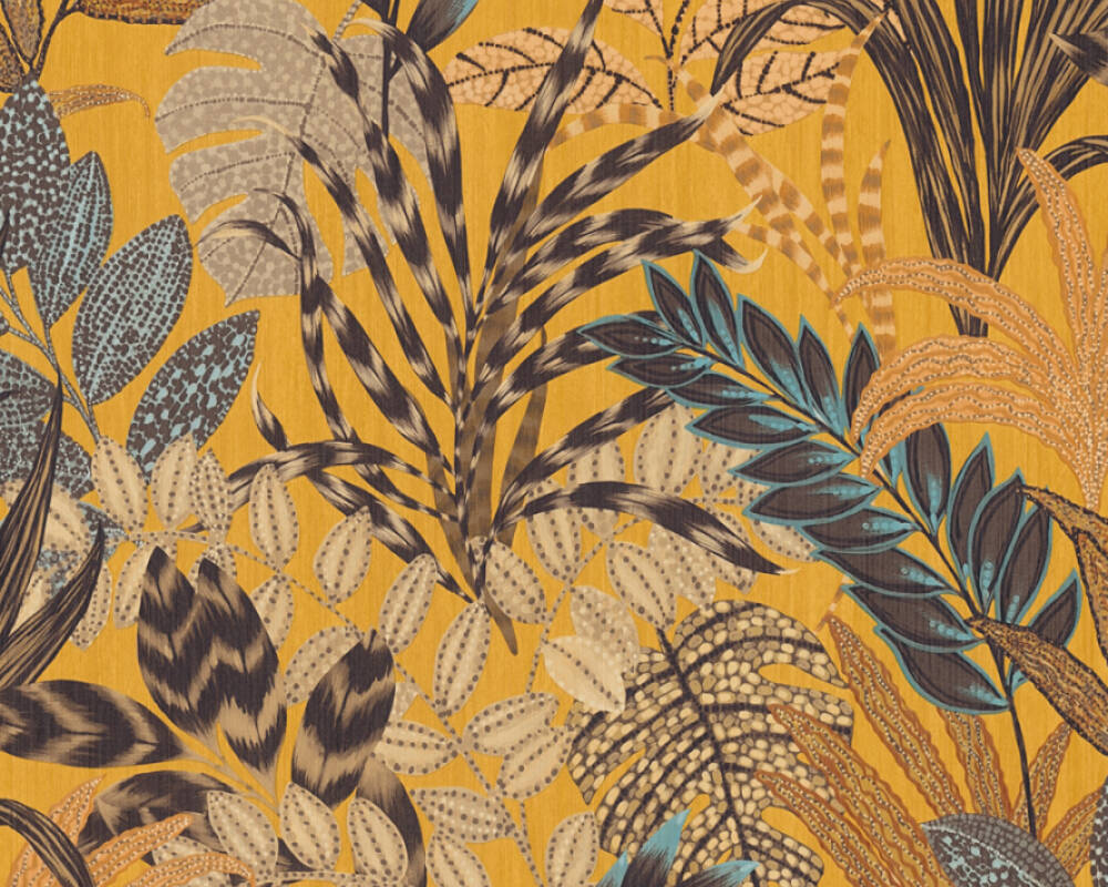 Metropolitan Stories 2 - Summer Safari botanical wallpaper AS Creation Roll Yellow  378601