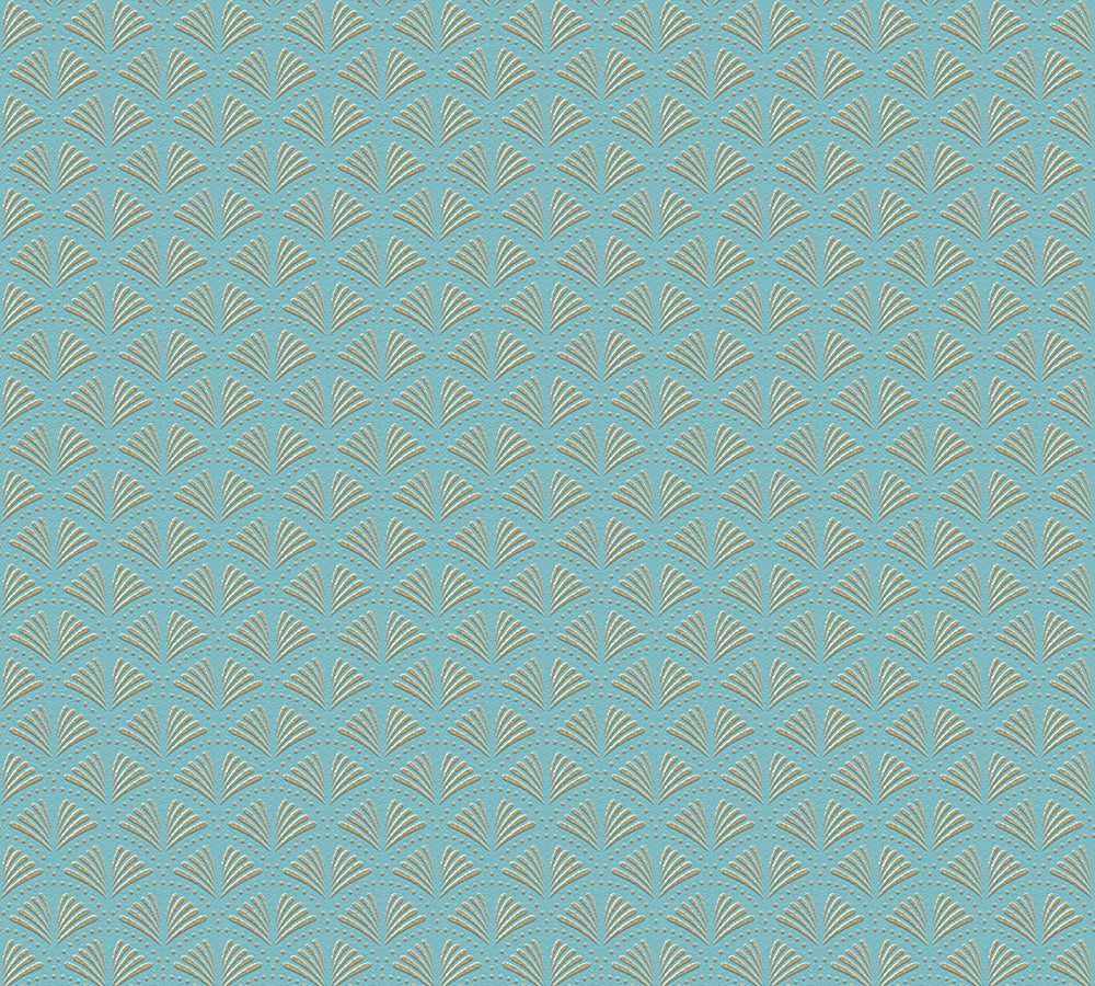 Trendwall 2 - Fan Motif art deco wallpaper AS Creation Roll Blue  379574