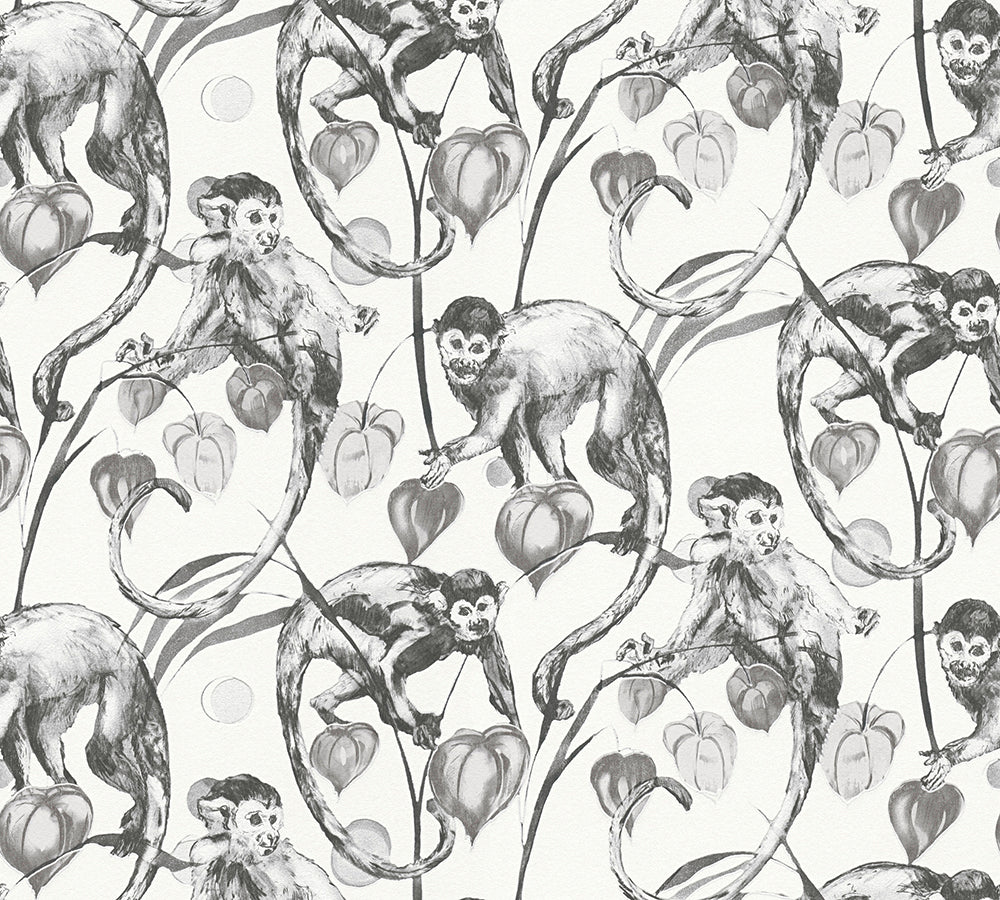 Michalsky 4 - Mad Monkeys botanical wallpaper AS Creation Sample Cream  379821-S