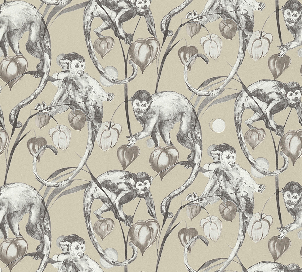 Michalsky 4 - Mad Monkeys botanical wallpaper AS Creation Sample Beige  379823-S