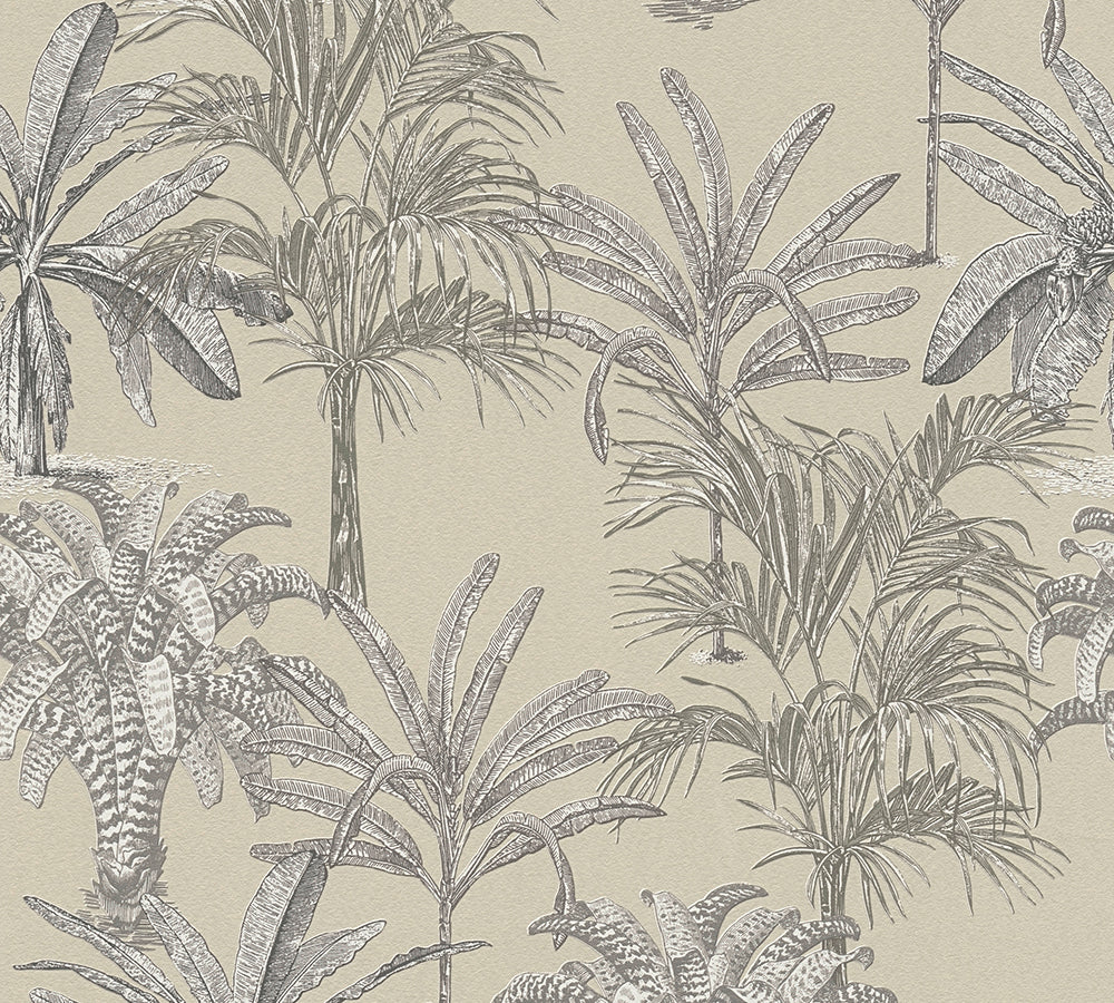 Michalsky 4 - Tropical Tale botanical wallpaper AS Creation Sample Beige  379831-S