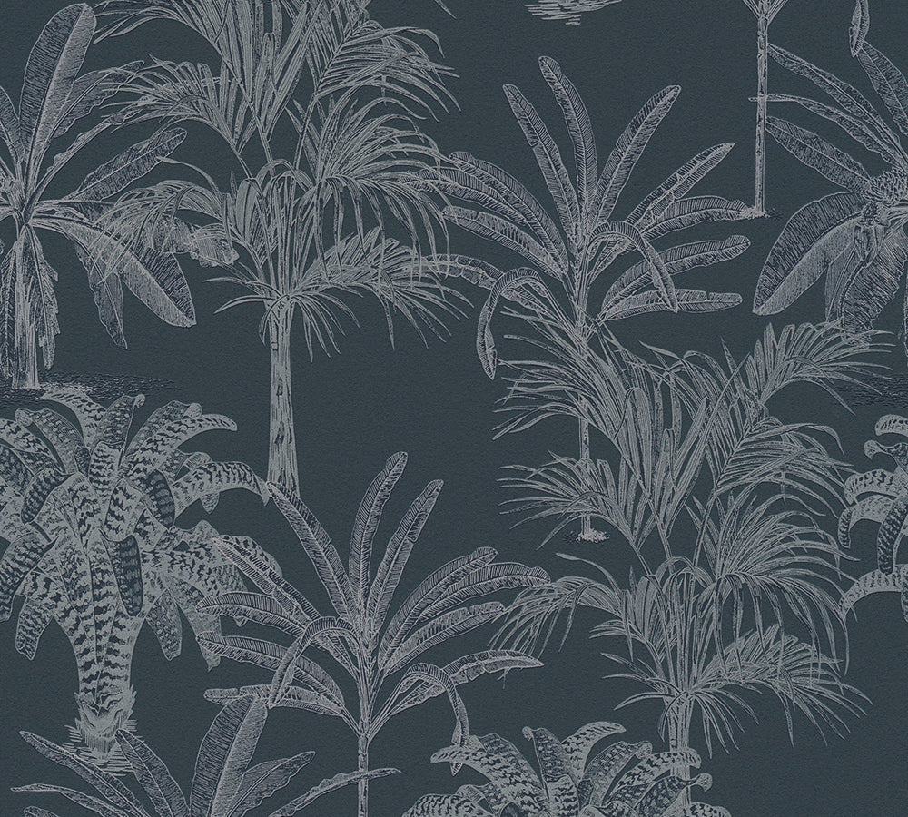 Michalsky 4 - Tropical Tale botanical wallpaper AS Creation Sample Black  379832-S