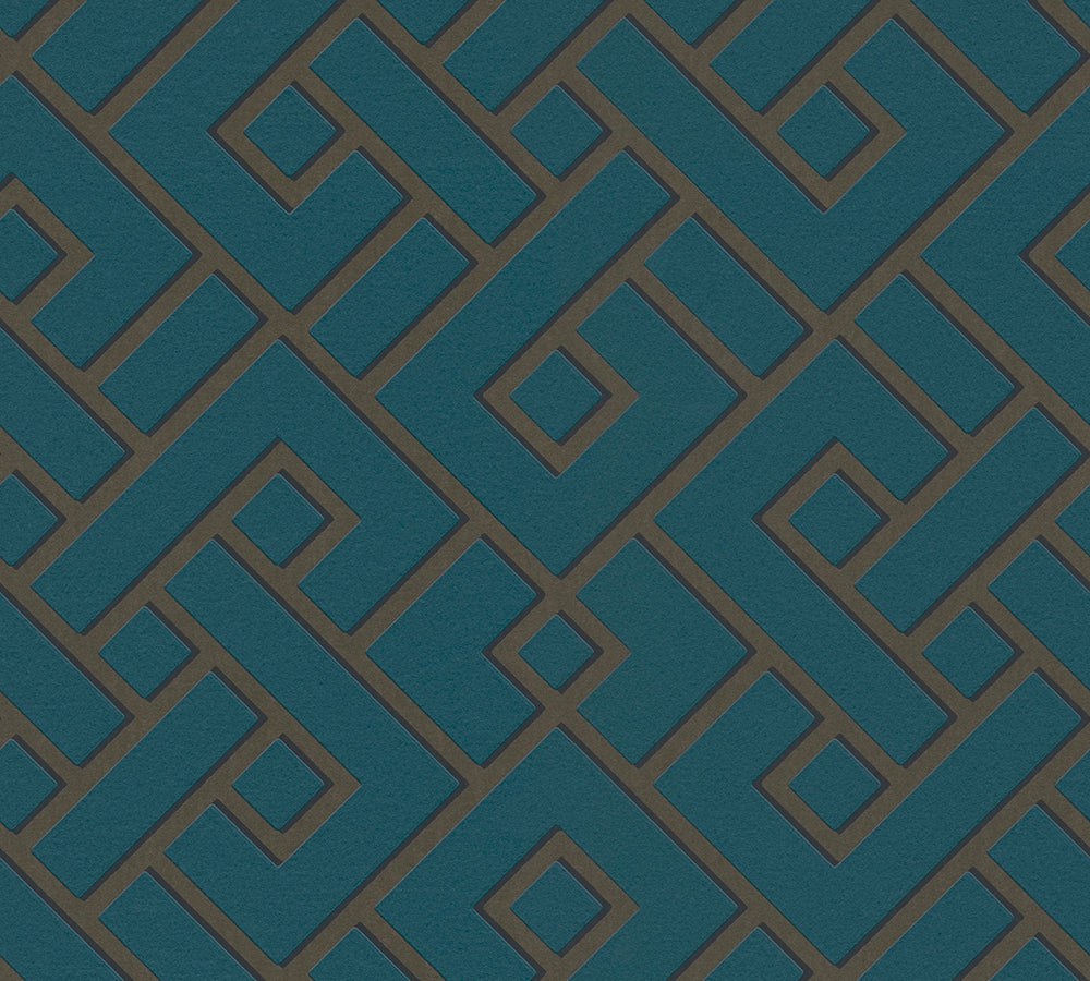 Michalsky 4 - Magic Meander geometric wallpaper AS Creation Sample Green  379843-S