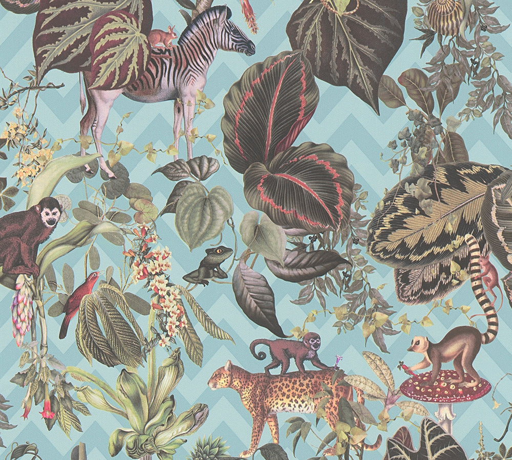 Michalsky 4 - Jungle Joy botanical wallpaper AS Creation Sample Light Blue  379904-S