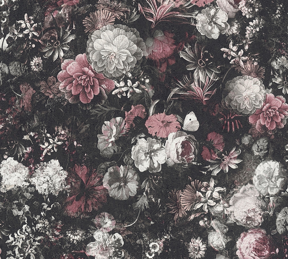 Mata Hari - Cottage Floral botanical wallpaper AS Creation Roll Dark Brown  380952