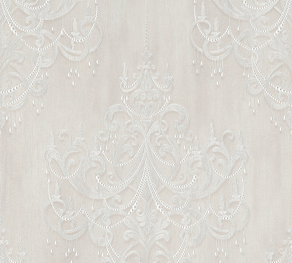 Mata Hari - Vintage Baroque damask wallpaper AS Creation Roll Light Grey  380962
