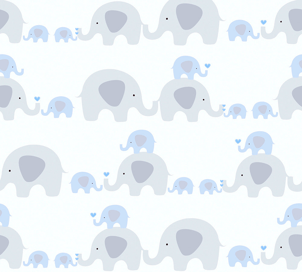 Little Love - Elephants kids wallpaper AS Creation Roll Blue  381131