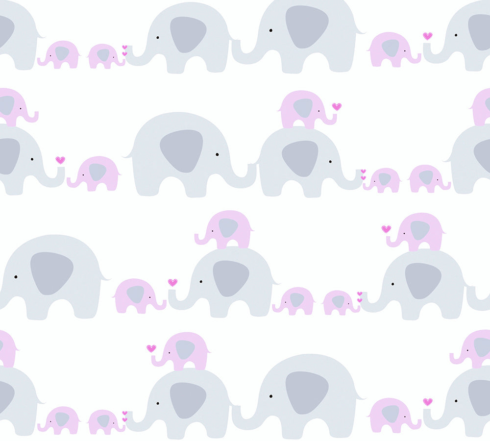 Little Love - Elephants kids wallpaper AS Creation Roll Pink  381132
