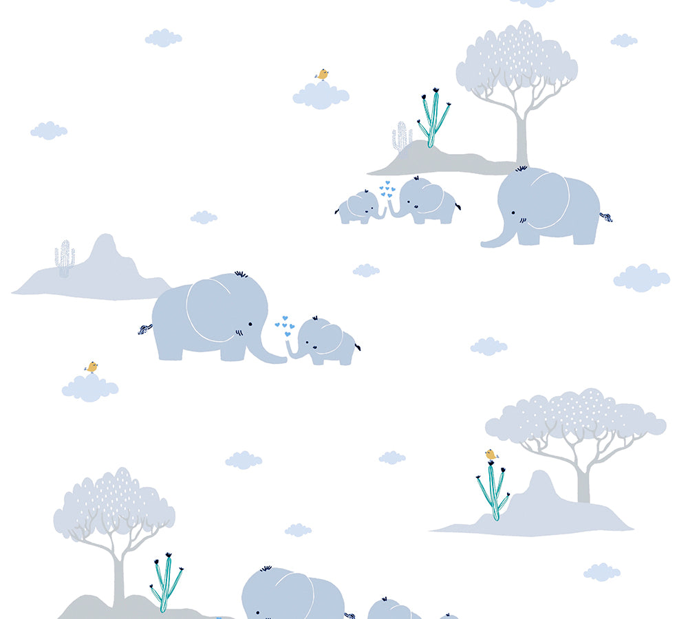 Little Love - Elephant Family kids wallpaper AS Creation Roll Blue  381281
