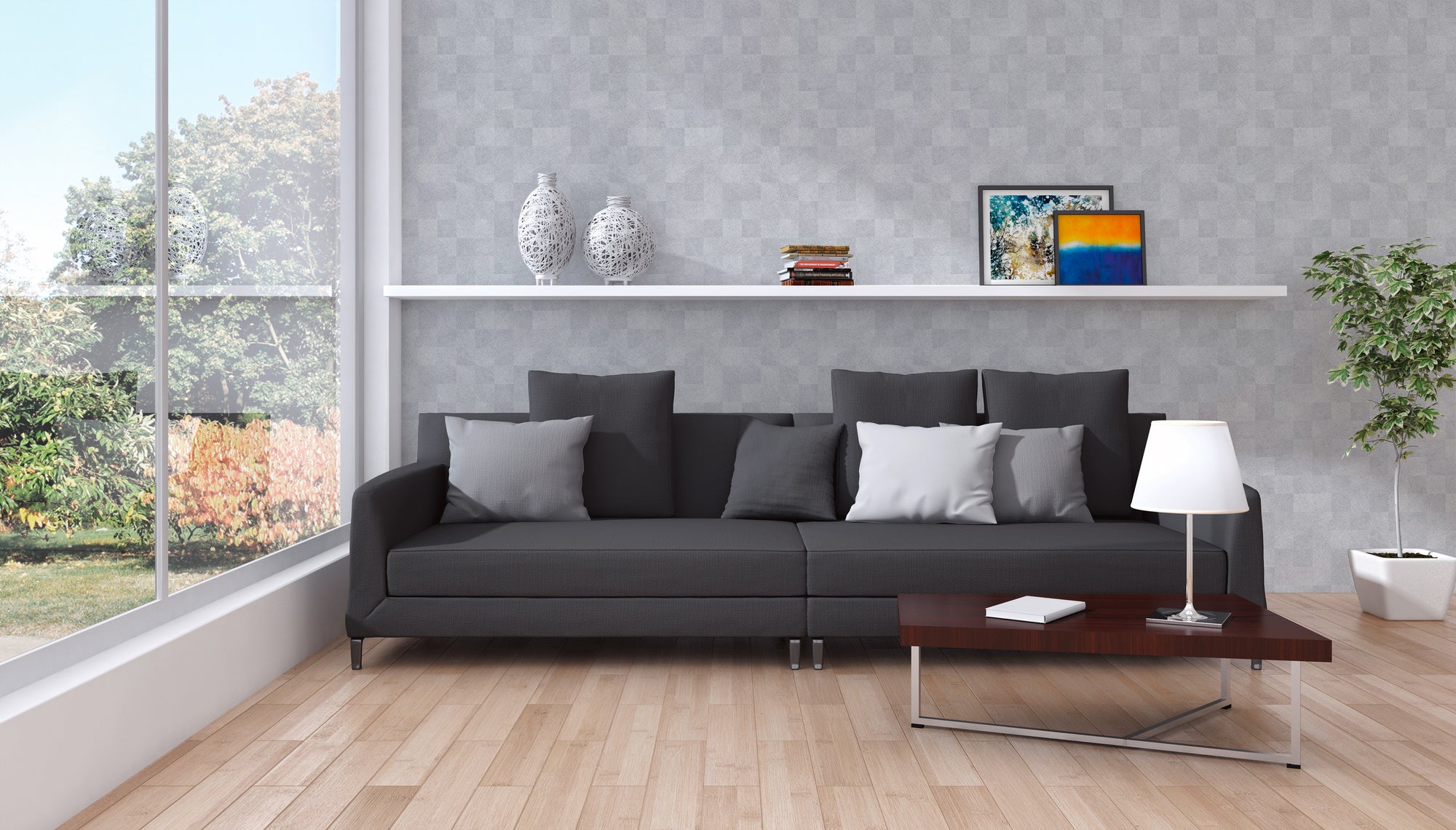 Titanium 3 - Textured Checkers geometric wallpaper AS Creation    