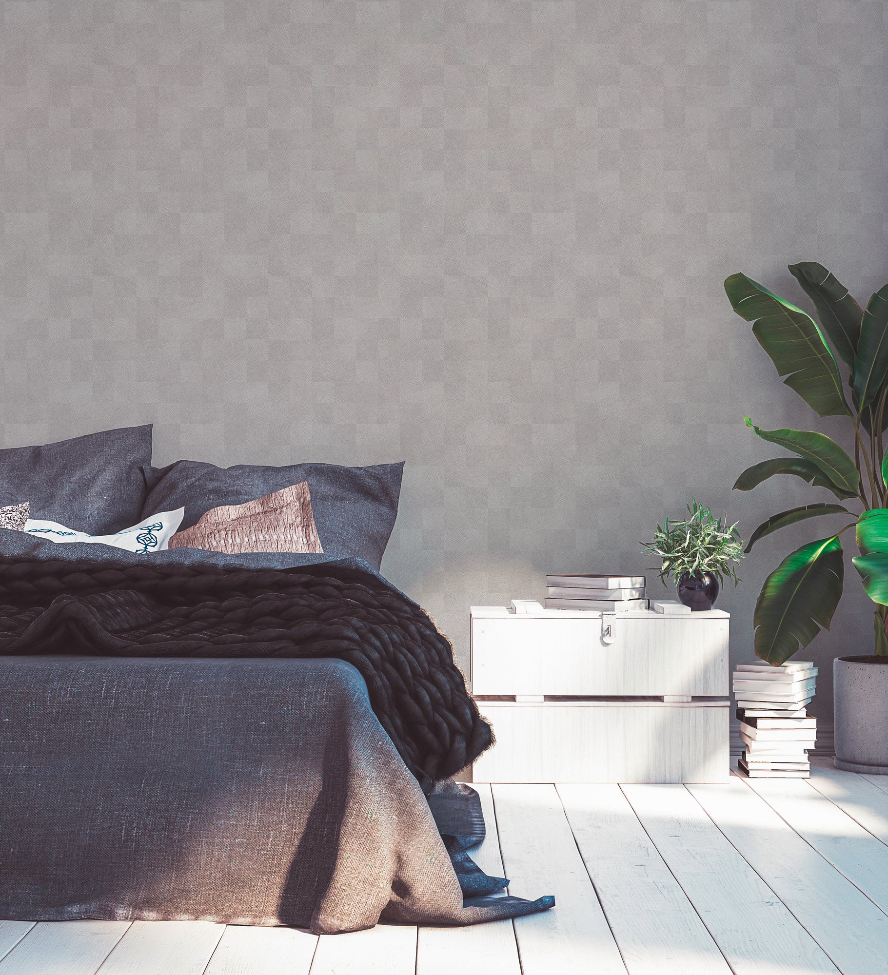 Titanium 3 - Textured Checkers geometric wallpaper AS Creation    