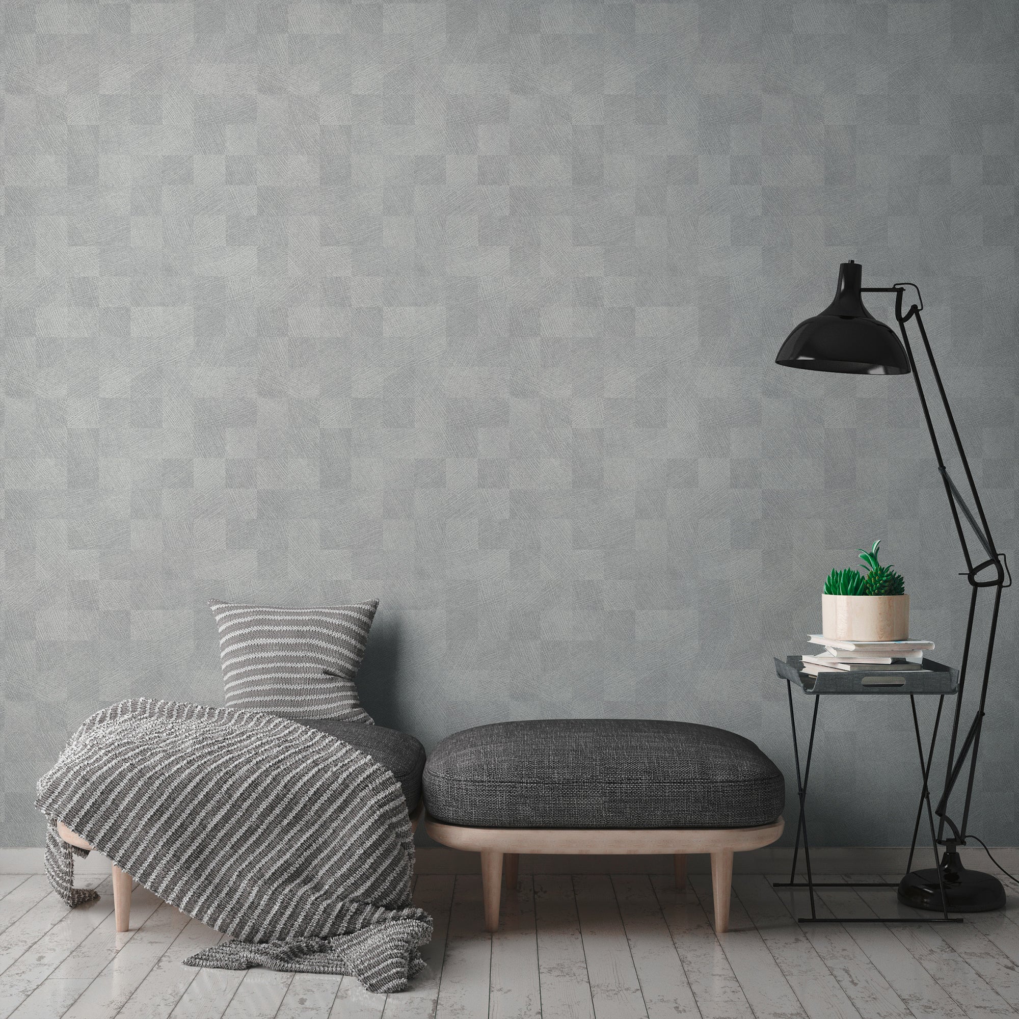 Titanium 3 - Textured Checkers geometric wallpaper AS Creation    