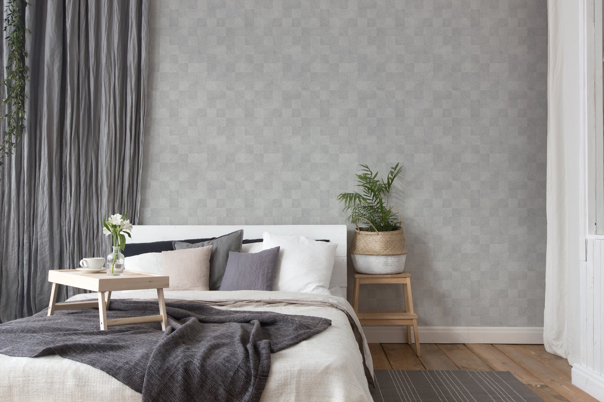 Titanium 3 - Textured Checkers geometric wallpaper AS Creation    