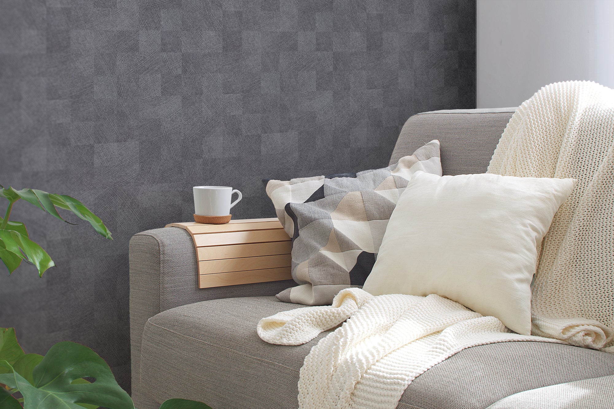 Titanium 3 - Textured Checkers geometric wallpaper AS Creation    