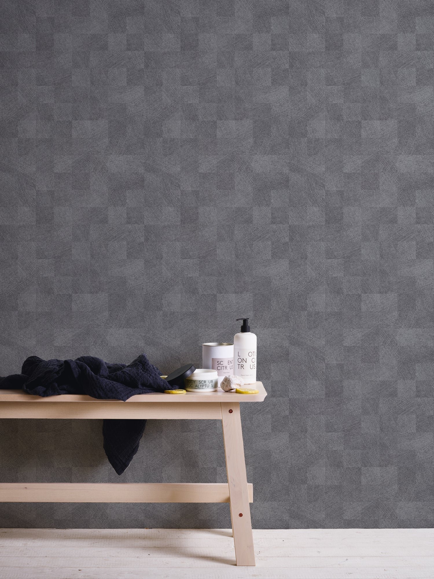 Titanium 3 - Textured Checkers geometric wallpaper AS Creation    