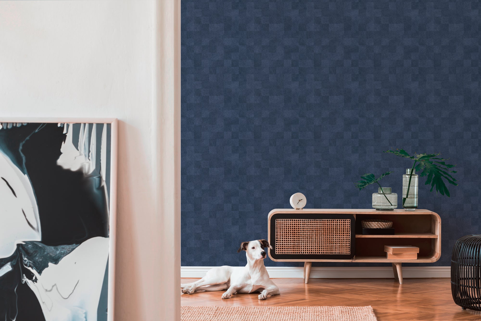 Titanium 3 - Textured Checkers geometric wallpaper AS Creation    