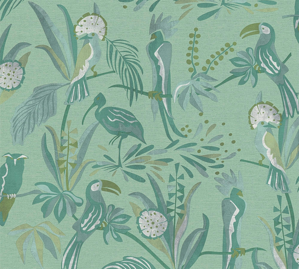 House of Turnowsky - Birds botanical wallpaper AS Creation Roll Green 388982