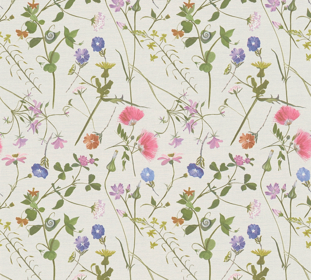 House of Turnowsky - Flowers botanical wallpaper AS Creation Roll Light Beige  389012
