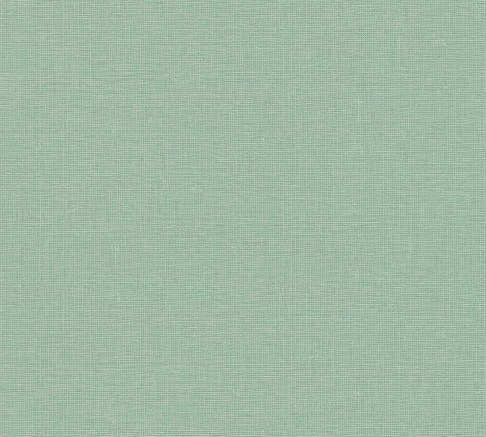 House of Turnowsky - Linen Style plain wallpaper AS Creation Roll Light Green  389026
