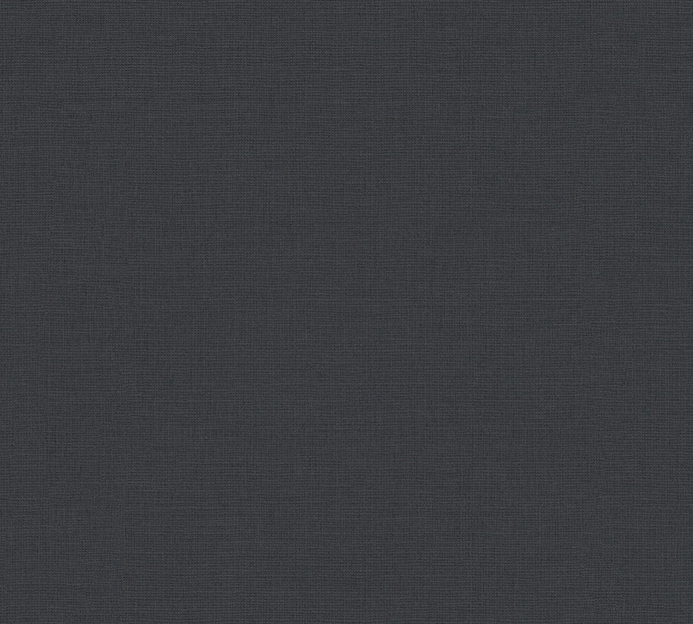 House of Turnowsky - Linen Style plain wallpaper AS Creation Roll Black  389029