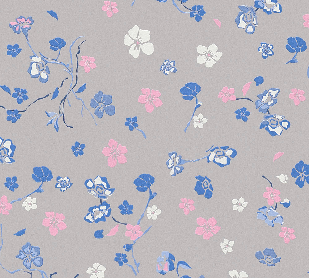 House of Turnowsky - Country Flowers botanical wallpaper AS Creation Roll Grey  389074